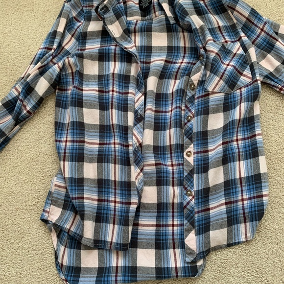 Urban Kids Blue & Burgundy Flannel - Picture 2 of 4